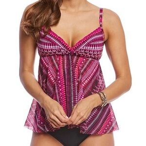 NWT $98 Profile by Gottex Indian Sunset Tankini 6 Swimsuit Top 6 / Small